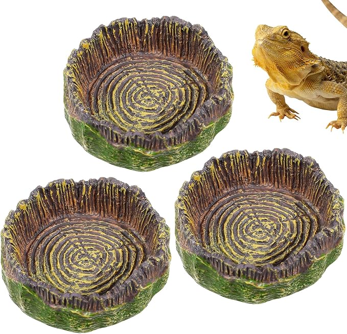 3Pcs Reptile Water Dish Hermit Crab Water Bowl Small Reptile Feeding Dish for Bearded Dragon Lizard Leopard Gecko