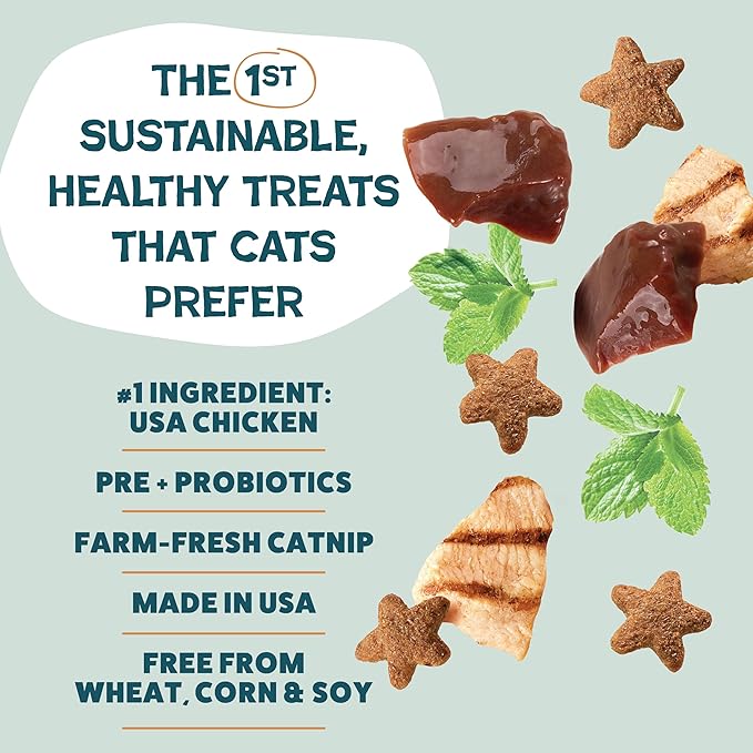 Shameless Pets Crunchy Cat Treats - Catnip Treats for Cats with Digestive Support, Kitten Treats with Real Ingredients, Natural & Healthy Flavored Feline Snacks - Catnip N Chill Chicken Liver, 12 oz