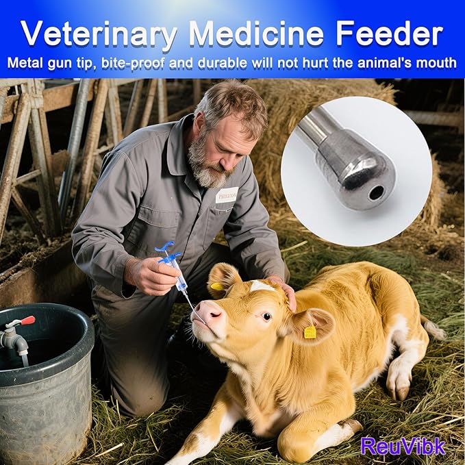2Pcs 30ML Livestock Syringe, Reusable Adjustable Goat Drench Syringe, with 1 Drench Nozzle 10 Needles, Suitable for Medium And Large Poultry Such As Pigs, Sheep, Cattle, Horses, Etc