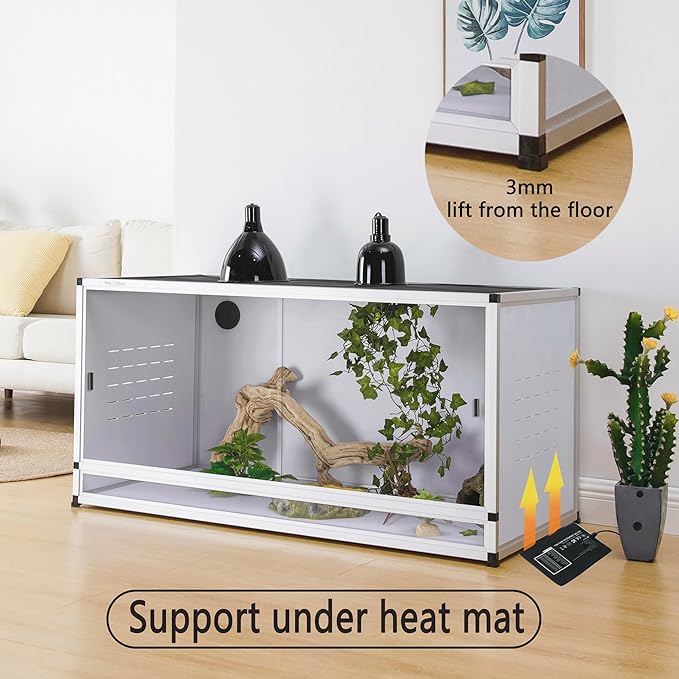 PVC Reptile Enclosure 88x20x20inch Large Reptile TerrariumTempered Glass Doors Habitat 152 Gallon for Bearded Dragon Gecko Lizard Snake, Wide Breeding Lounge Vivarium Area with Sliding Doors Lock