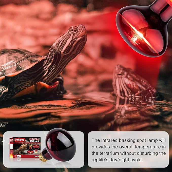 Reptile Heat Lamp Bulb, 100W Infrared Heat Light Bulbs, Red Basking Spot Lightbulb for Snake, Tortoise, Bearded Dragon, Lizard, Chicks, Turtle, Chickens, Pets - 2 Pack