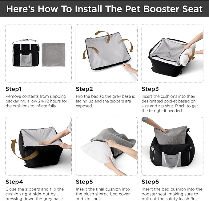 Lesure Small Dog Car Seat for Small Dogs -Soft Dog Booster Seat for Car with Storage Pocket and Clip-On Safety Leash and Thickened Memory Foam Filling, Pet Travel Carrier Bed Strawberry Cream