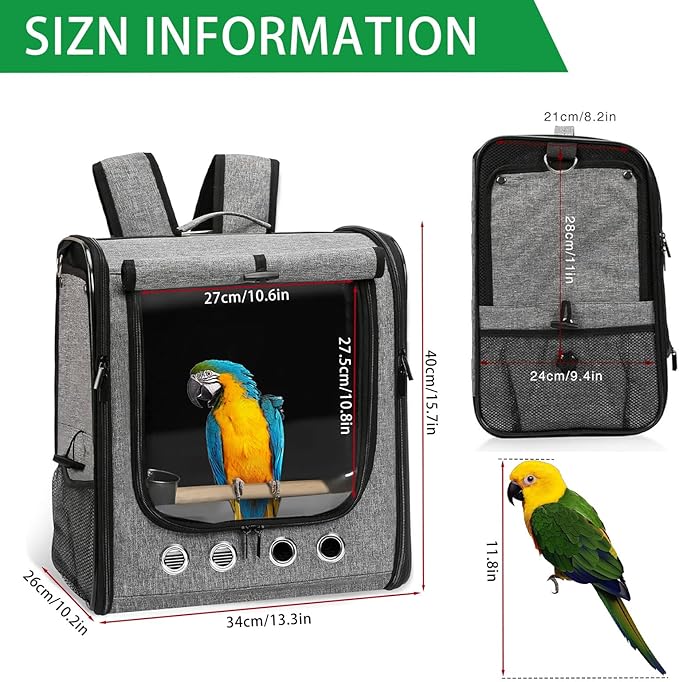 Bird Carrier Bag Bird Travel Cage with Stand, Lightweight Backpack for Parrot, Large Portable Bird Travel Bag, Pet Transparent Breathable Travel Cage
