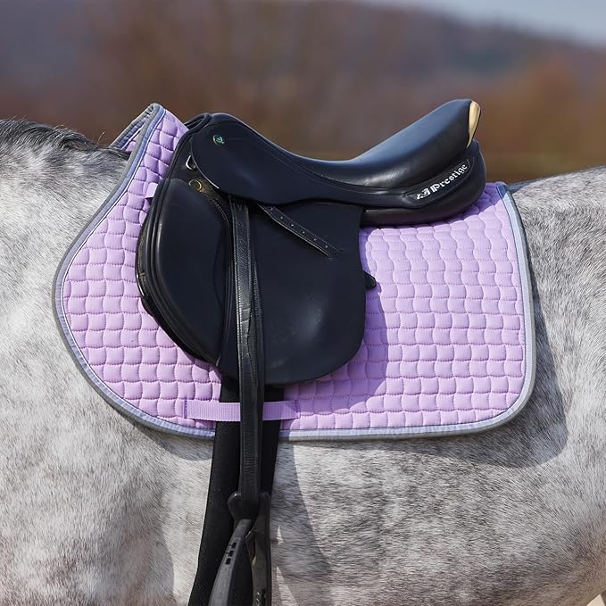 HORZE Adepto Padded All Purpose Quilted Equestrian Saddle Pad for Horses with Two-Tone Trim