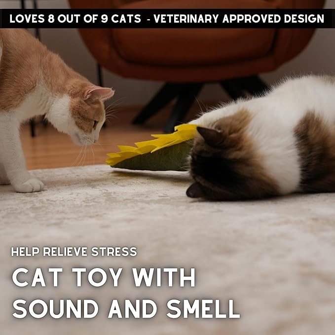 Large Cat Toy Dino - Catnip Matatabi Silvervine Filled Help Relief Stress Interactive Indoor Cat Kicker (Green)