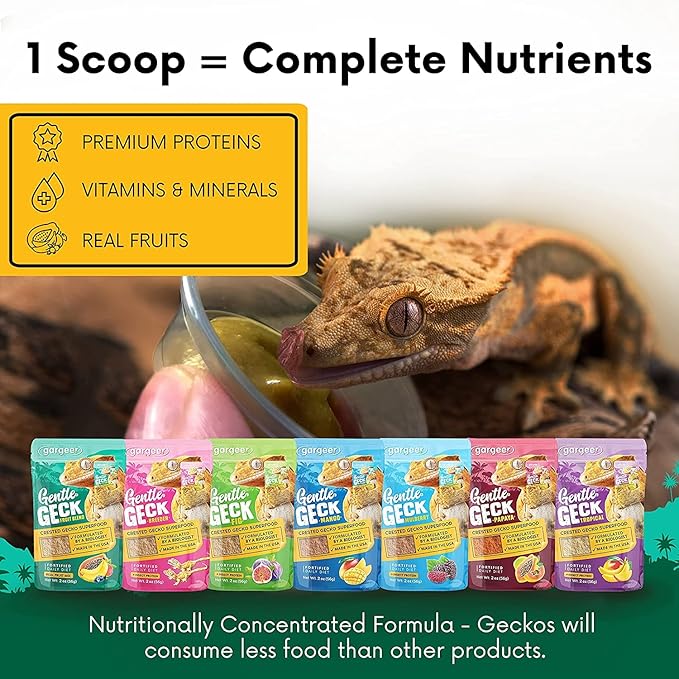 16oz Complete Crested Gecko Food Diet. Premium Ingredients Mix, Ready to Use Freshly Made Powder. Unique Superfood Formula, Developed & Made in The USA. Enjoy!