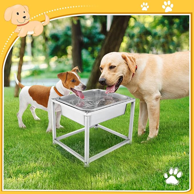 2 Gallons Large Elevated Dog Water Bowl - 11.5''H Durable Stainless Steel Raised Dog Bowl with Stand for Large Dogs, Easy to Clean and Assemble for Indoor Outdoor