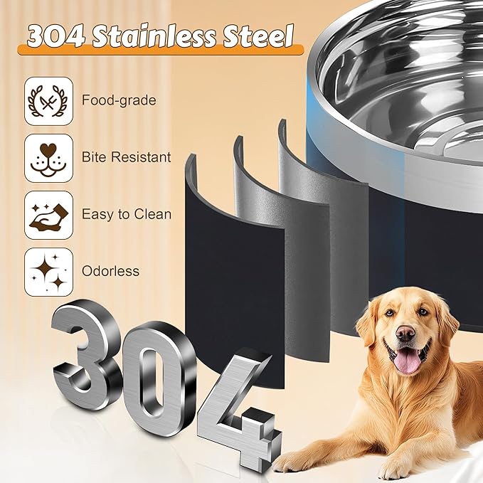 UPSKY Elevated Dog Bowls – 27oz Stainless Steel Anti-Spill Set with Wooden Stand, Double Raised Bowls for Small/Medium Dogs to Reduce Neck Strain & Improve Digestion