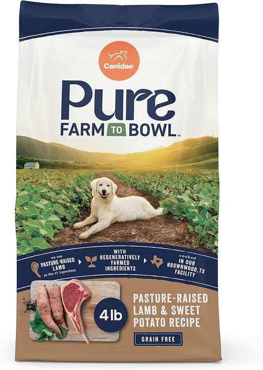 Canidae Pure Farm to Bowl Pasture-Raised Lamb & Sweet Potato, Grain-Free Dry Dog Food, Adult, 4lb