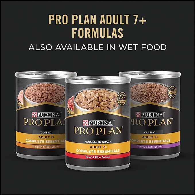 Purina Pro Plan Adult 7 Plus Complete Essentials Shredded Blend Beef and Rice Formula High Protein Dog Food for Senior Dogs - 18 lb. Bag