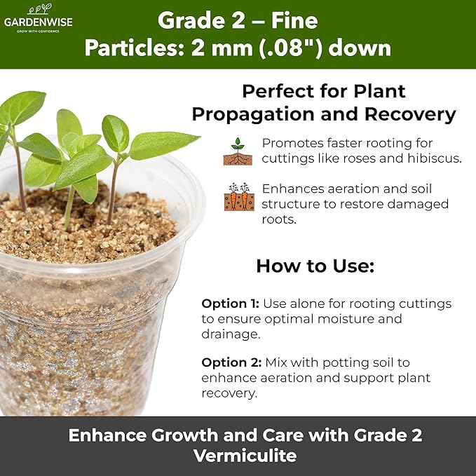 Organic Fine Vermiculite for Indoor Gardening Plants and Mushrooms – Enhances Soil Aeration, Seed Germination, Rooting Cuttings – Small Packages and Bulk (Vermiculite Grade 2 – Fine, 1 qt)