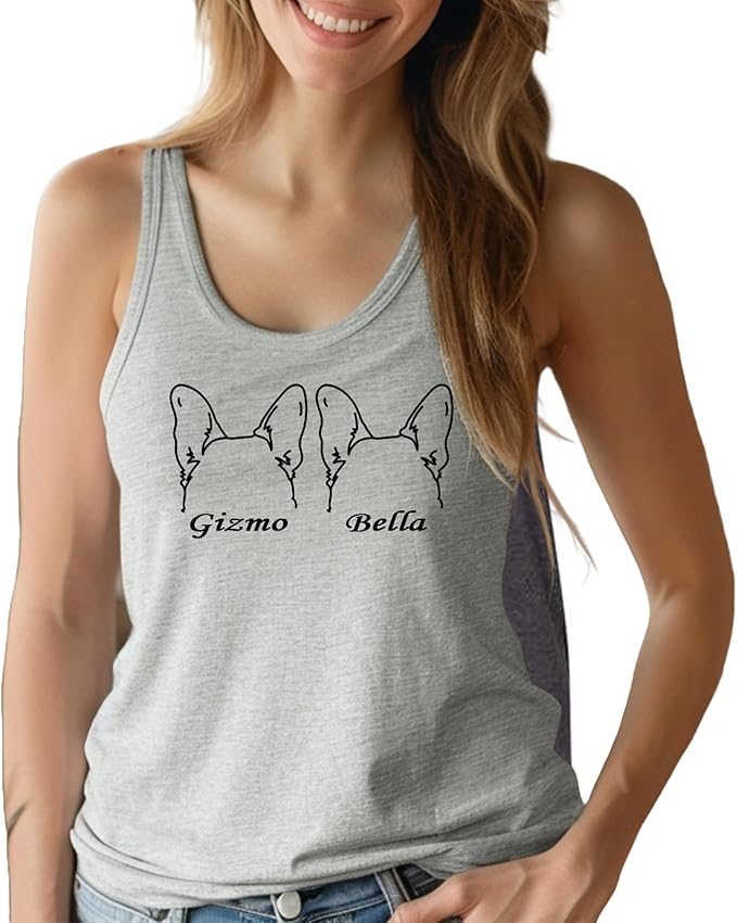 Custom Dog Mom Shirt for Women Pet Ears Sweatshirt with Name Unique Puppy Line Art Cute Dad Hoodie for DogDad Owner Lover