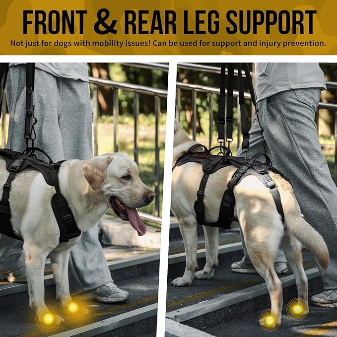 OneTigris Dog Full Body Lift Harness, All-Gender Dogs Friendly Design, Dog Sling Carrier with Three Handles Front/Rear Leg Assist for Arthritis, Help Em Up Harness for Dogs (Black, X- Large)