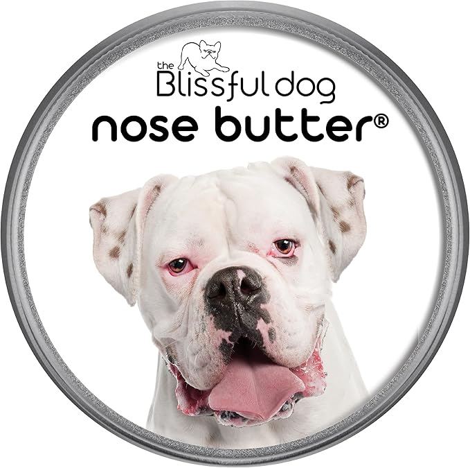 The Blissful Dog White Boxer Nose Butter for Dry, Cracked Skin, Lick-Safe Dog Nose Balm with Moisturizing Shea Butter, Almond, Olive, and Essential Oils, Pet Supplies, Uncented, 1 oz.