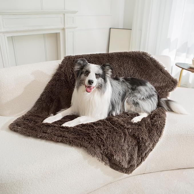 gogobunny Waterproof Dog Blanket for Large Dogs, Cats, Puppy, Reversible Faux Fur Pet Throw Blanket, Washable, Calming Furniture Protection for Sofa Bed (40x50 Inch (Pack of 1), Chocolate)