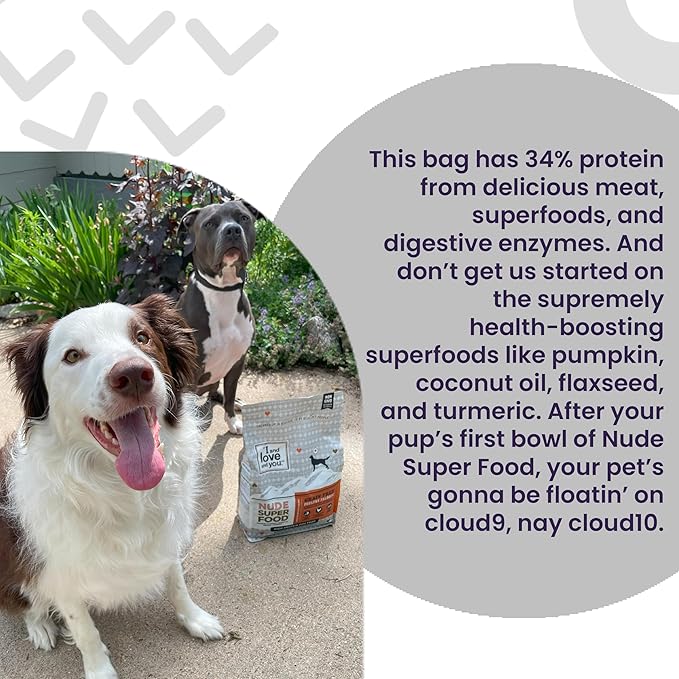 I and love and you Nude Super Food Dry Dog Food - Red Meat Medley - Prebiotic + Probiotic, Grain Free, Real Meat, No Fillers, 23lb Bag