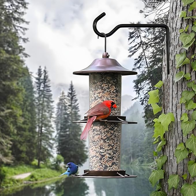 Black Metal Wall Hooks Hanging Plant for Bird Feeders, Wind Chimes, Flower Baskets.Wall Plant Hangers Indoor/Outdoor (Black, 2PCS)