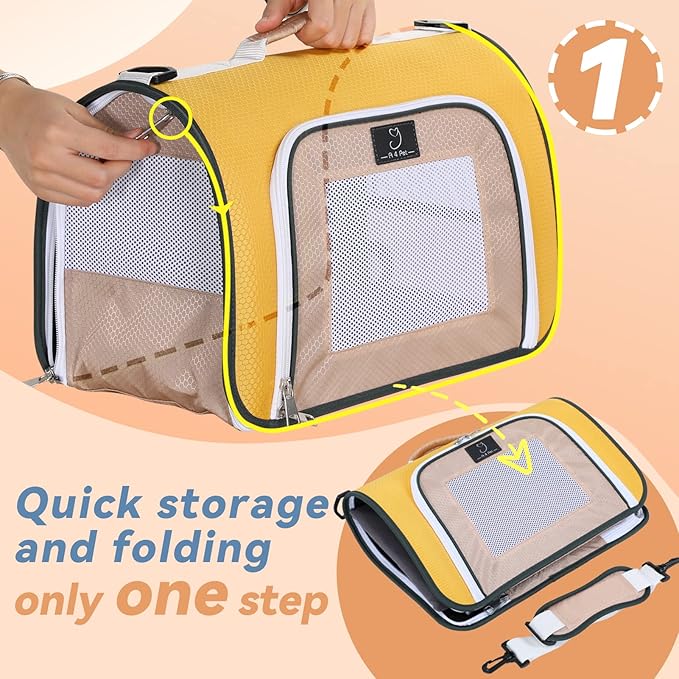 A4Pet Cat Carriers Dog Carrier Pet Carrier, TSA Airline Approved Small Dog Carrier for Cats Dogs Puppies (Up to 15lbs), Washable Soft-Sided Collapsible Travel Puppy Carrier
