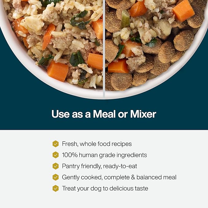 JustFoodForDogs JustFresh Wet Dog Food, Fresh Pet Meals and Toppers with No Preservatives, Resealable Package, Human Grade, Home-Cooked Beef, 12 oz - 7 Pack