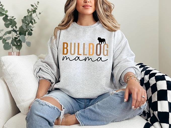 LOVELYPOD Custom Dog Mama Sweatshirt with Dogs Name on Sleeve, Fur Mom Sweater, Dogs Lover