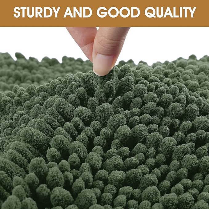 IM HOME Extra Large 60" x 36" Olive Dog Door Mats for Muddy Paws, Chenille Absorbent Dog Mat, Non Slip Heavy Mud Mat for Dogs, Soft Pet Bed Mat for Entryway, Mud Paws, Inside Floor