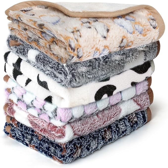 6 Pcs Washable Guinea Pig Blankets Absorbent Small Animal Fleece Bedding Cage Liners Reusable Pet Pee Pad Sleep Mat Pad Cover for Hamster Ferret Rabbit Chinchilla Hedgehog (24" x 47")
