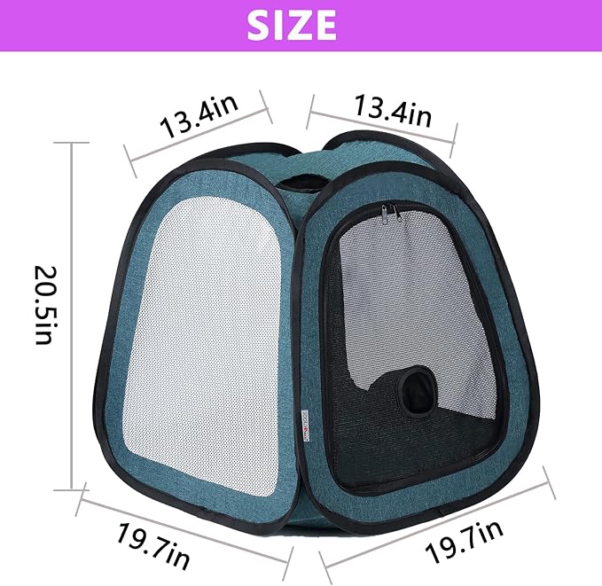 PetDogCatDrying Box Waterproof Anti-Hair Flying Portable Cat Cage Kennel Portable Foldable Cat Drying Room Pet Dry Room Pet HairDryerClean Grooming House Dryer Cage for Cats/Dogs (Trapezoid Purple)
