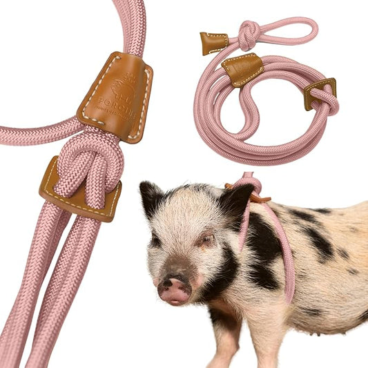 PORCINE® Mini Pig Harness & Leash – Fully Adjustable Step-in Harness with Infinity-Style Lead - Ideal for Small & Medium Potbelly Pigs – Durable, Comfortable, Easy-On Easy-Off (Small Mauve Pink)