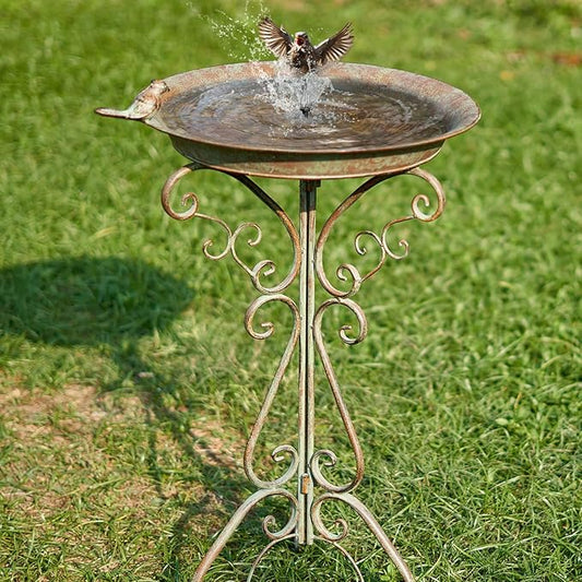 Dia 18" W*29" H Large Bird Bath with Stand, Bird Baths for Outdoors, Metal Bird Bath with Large Bowl, Bird Feeder Seed Tray,Birdbath Garden Decor