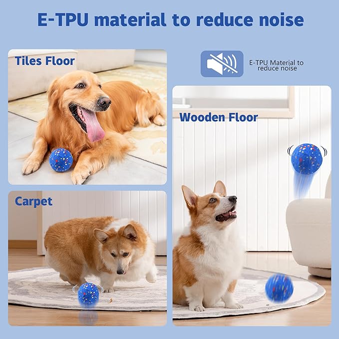 Interactive Dog Ball - Large E-TPU Automatic Vibrating Toy for Medium/Large Dogs, Motion-Activated Active Rolling Balls, Indoor/Outdoor Chew Proof Toy to Relieve Boredom & Anxiety(Orange,Large)