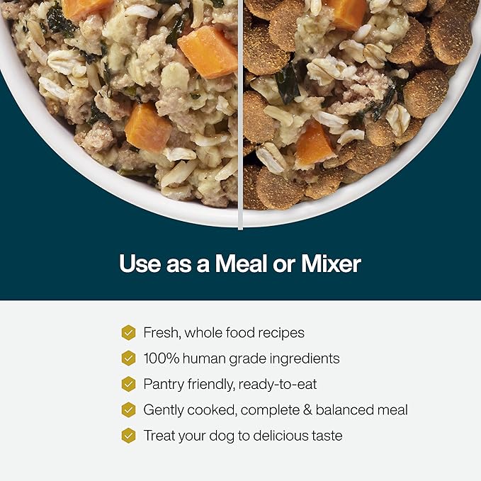 JustFoodForDogs JustFresh Wet Dog Food, Fresh Pet Meals and Toppers with No Preservatives, Resealable Package, Human Grade, Home-Cooked Turkey, 12 oz - 7 Pack