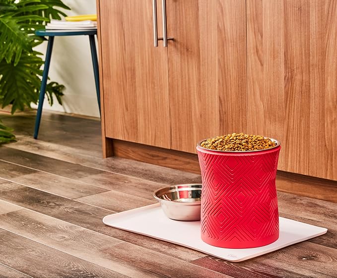 Pet Junkie Santa Fe Single Elevated Dog Bowl Stand with Removable Stainless Steel 44oz Inner Bowl for Medium to Large Breed - Raised Dog Food or Water Station (Large, Coral Pink)