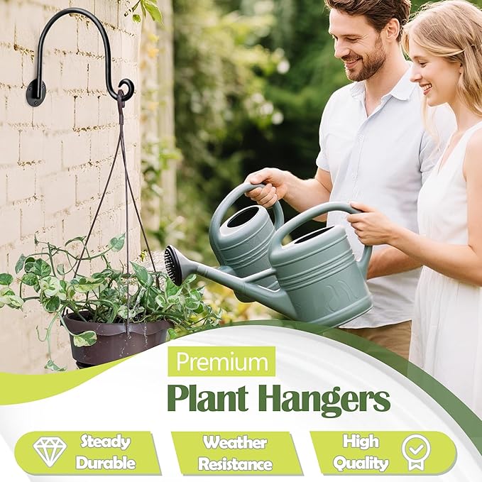 AJART Hanging Plant Hanger Outdoor: Bird Feeder Wall Hooks - 8 Inch Plant Bracket Hook for Hanging Flower Baskets 2 Pieces