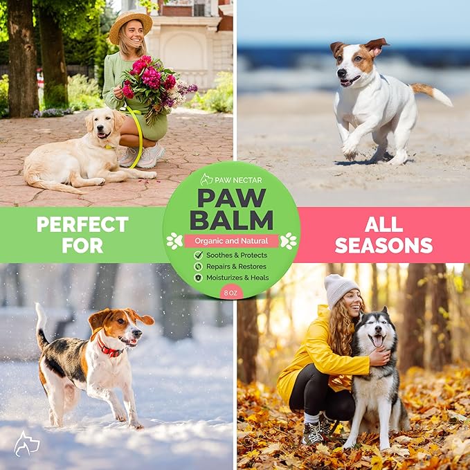 Natural Lick Safe Dog Paw Balm 8oz - 100% Organic Dog Paw Pad Balm Protector, Moisturizer & Soother for Dry Cracked Paws, Hot Pavement, Winter - Heals, Repairs & Restores - Coconut Oil, Shea Butter