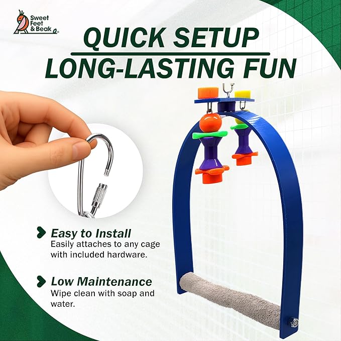 Sweet Feet and Beak Large Whirly Bird - Perfect Cage Toy Stimulates Visual and Physical Activity - Safe, Non-Toxic, Cage Accessories for Large Birds