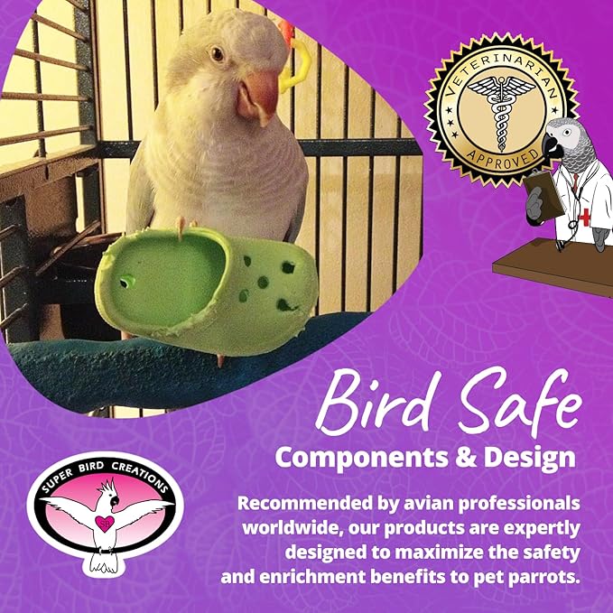 Super Bird Creations SB1192 Crocs Bird Toy - Ideal for Parrots, Ringnecks, Quakers, Small Cockatoos - Perfect for Chewing, Foraging, and Boredom Relief - Colorful Foot Toy - Medium Bird Size, 5-Pack