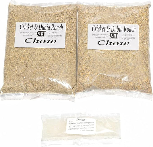 Cricket & Dubia Roach Feed Kit – 2 lb Premium Insect Food with Water Gel Crystals – Gut-Loading Diet for Feeder Crickets, Dubia Roaches, Reptiles, Amphibians, Lizards – GT Country Living