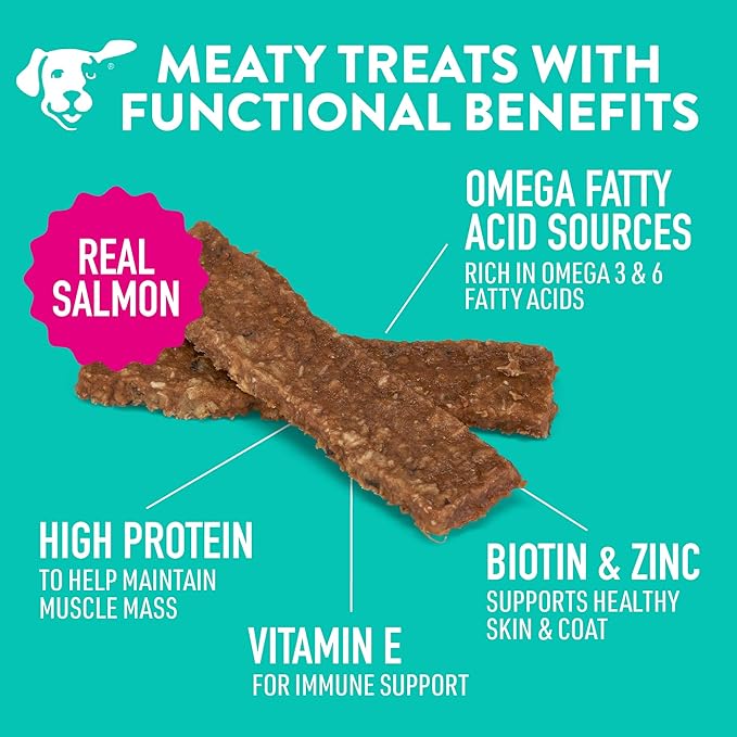 Dogswell Skin & Coat Jerky Dog Treats, Salmon, 10 oz. Bag