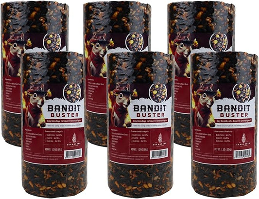 Birdseed Cylinders with Hole - Bird Seed for Outside Wild Birds (Small Cylinder, Bandit Buster 6pc)