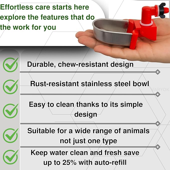 Heavy Duty Large Auto Metal 4 Pack Chicken Water Cups Chicken Waterer Cups for Poultry Rabbit Watering System and Small Animals Leak Proof Stainless Steel Fits 5 Gallon Bucket and PVC Pipes