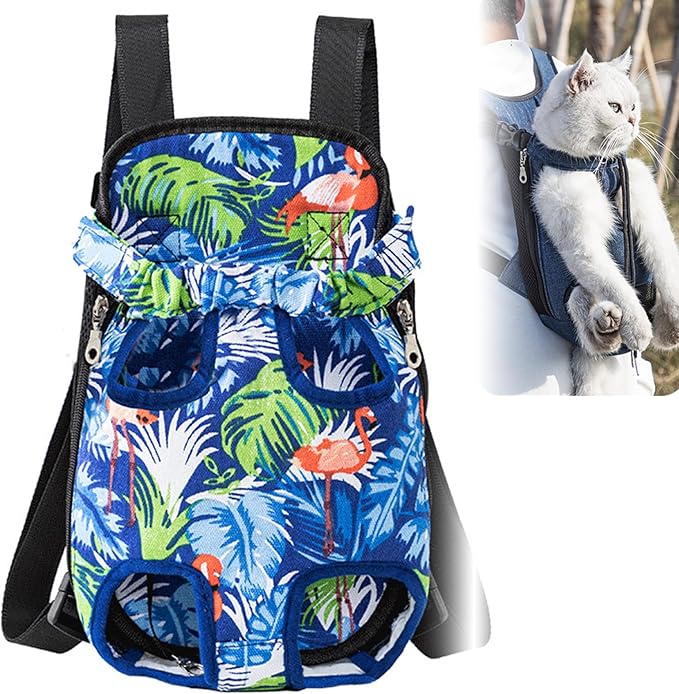 Portable Pet Carrier Backpack, Adjustable Pet Front Cat Dog Carrier Backpack Travel Bag for Small Medium Dogs Cats Puppies, Cat Backpack Carrier for Hiking Cycling (H, L)