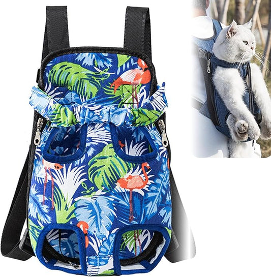 Portable Pet Carrier Backpack, Adjustable Pet Front Cat Dog Carrier Backpack Travel Bag for Small Medium Dogs Cats Puppies, Cat Backpack Carrier for Hiking Cycling (H, M)