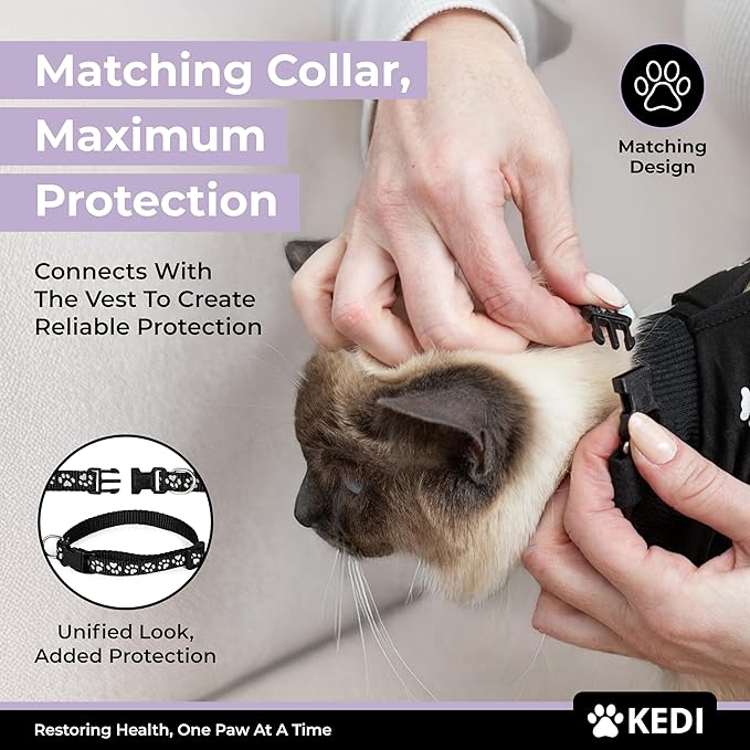 Cat Onesie for After Surgery Care - Breathable Male Female Post Surgical Recovery Suit Vest for Cats with Abdominal Wounds or Skin Issues - Soft Washable Protective Medical Clothing for Pets