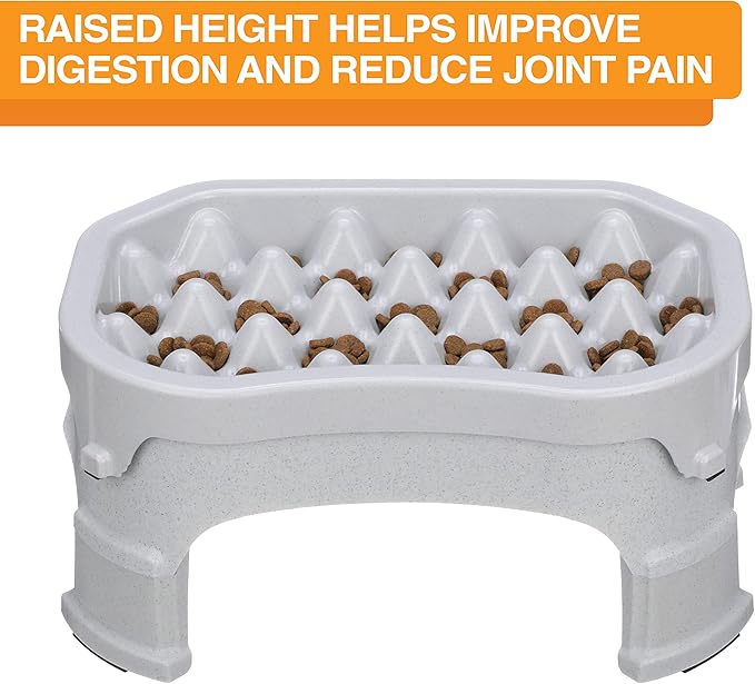 Neater Pet Brands – Neater Raised Slow Feeder Dog Bowl – Elevated and Adjustable Food Height - (6 Cup, Vanilla Bean)