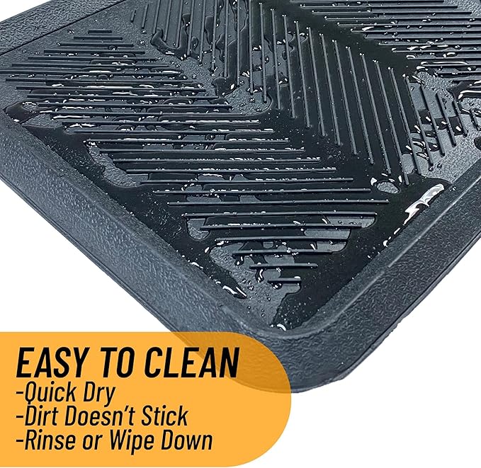 Indoor/Outdoor Hose-Wash Lines Design Non-Slip Rubber 16" x 32" Modern Entryway Mat for Entryway, Patio, Backyard, Garage, 16" x 32", Black