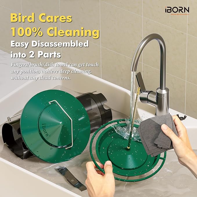 iBorn Bird Feeders for Outdoors, All Metal Mesh Tube, Holding Bird Seed for Outside Feeders,18cm Large Roof, Green, 2.8lb(Seed is not Included)