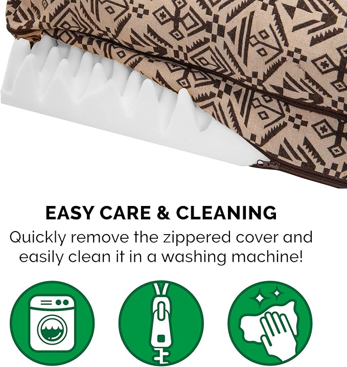 FurHaven Soft, Orthopedic Foam Sofa Dog Bed with Washable & Removable Cover - Plush/Woven - Desert Brown, Dogs Up to 35 lbs - Medium