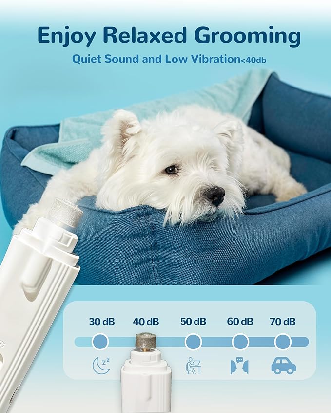 2 in 1 Dog Nail Trimmers & Dog Nail Grinder for Large Medium Small Dogs Cats Claw Trimmer with 2 LED Lights & Splash Guard, Ultra-Quiet, USB Rechargeable Pet Claw Care Grooming