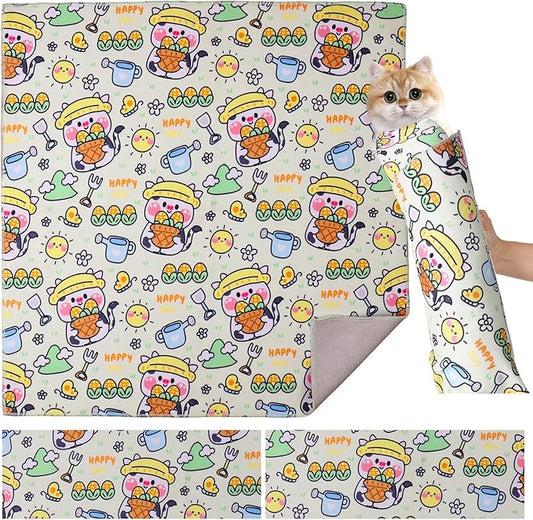 Cat Wrap for Grooming,Cat Wrap for Cutting Nails,Self-Adherent Soft Cat Blanket，Restrain The Cat to Keep Calm,Anti-Bite, Anti-Scratch, Wrap Anti-Escape Grooming Bags for Cats (Within 6lbs)