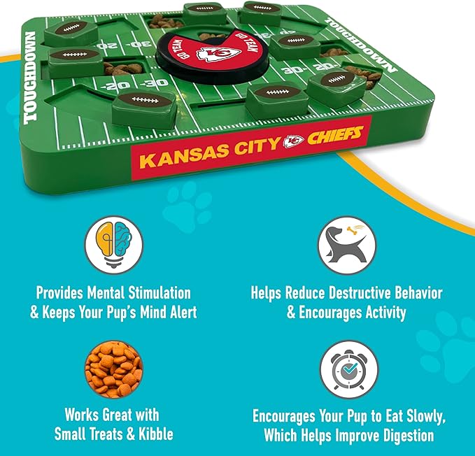 Pets First Kansas City Chiefs Large Puzzle Puzzle Toy, New Size, Interactive Slow Feeding Toy